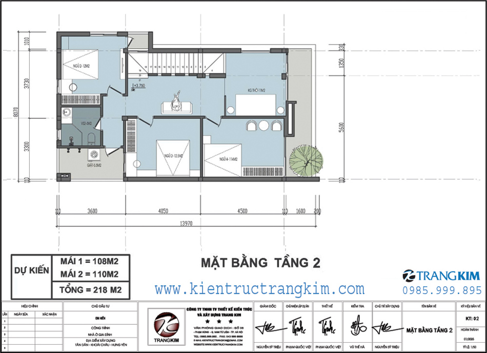 Thiết kế biệt thự 2 tầng mái bằng hiện đại