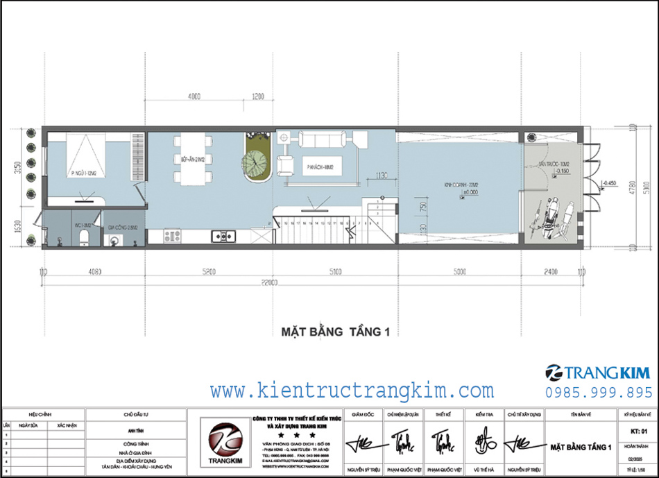 Mặt bằng kiến trúc tầng 1