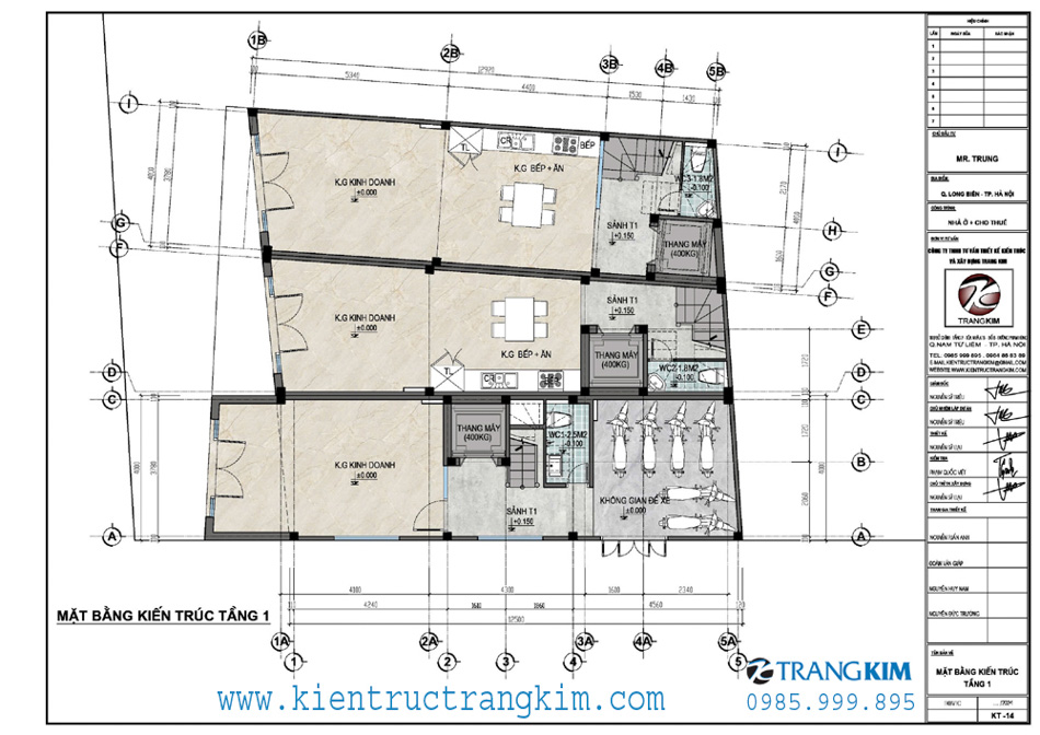 Mặt bằng tầng 1 kinh doanh