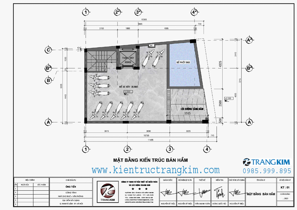 mặt bằng tâng bán hầm