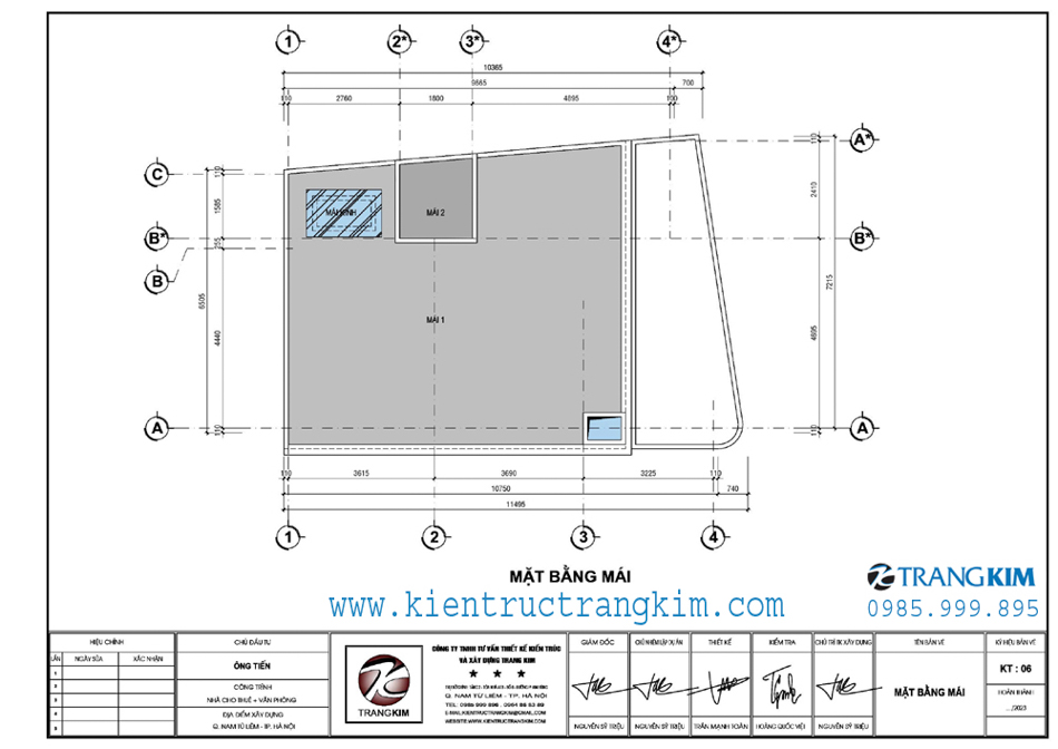 mặt bằng tâng mái