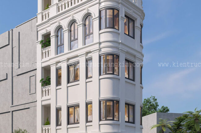 Thiết kế nhà lô góc 3 mặt thoáng 4 tầng 1 tum đẹp