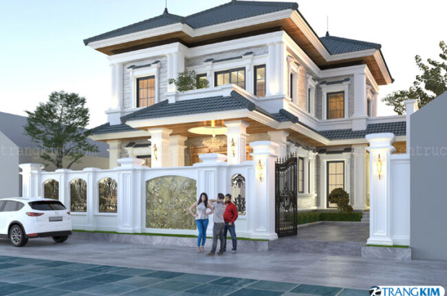 Thiết kế biệt thự đẹp 2 tầng mái Nhật Tân Cổ Điển