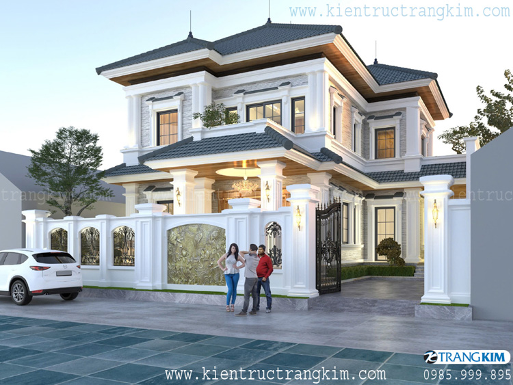 Công năng sử dụng từng tầng nhà 1 Thiết kế biệt thự đẹp 2 tầng mái Nhật Tân Cổ Điển