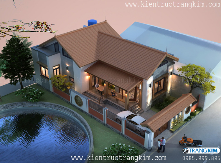 Công năng sử dụng từng tầng nhà 1 Thiết kế biệt thự 1 tầng theo phong cách kiến trúc Việt 10x20m