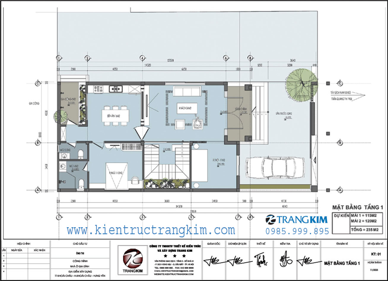 Mặt bằng kiến trúc tầng 1