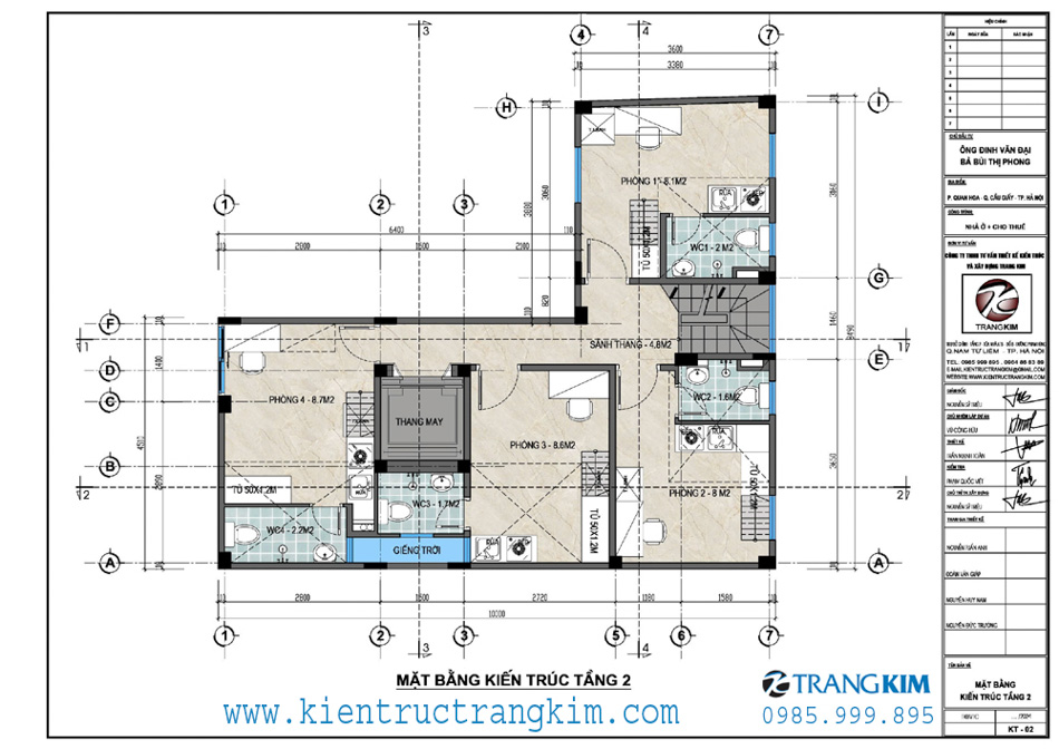 Mặt bằng thiết kế tầng 2 1 Măt bàng tầng 2