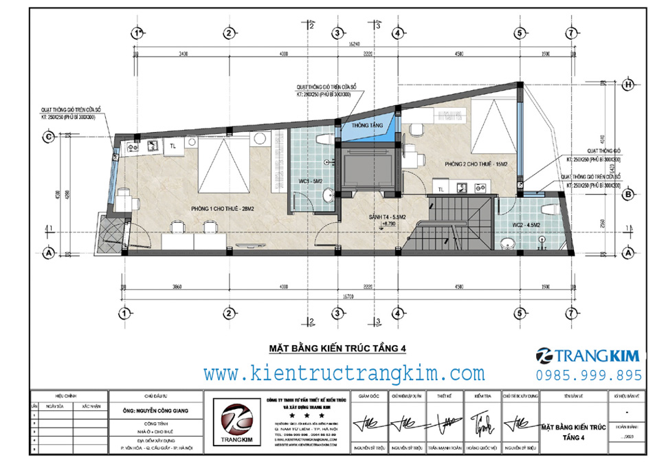 Mặt bằng thiết kế tầng 4 - cho thuê phòng trọ 1 Mặt bằng thiết kế tầng 4 - cho thuê phòng trọ 1