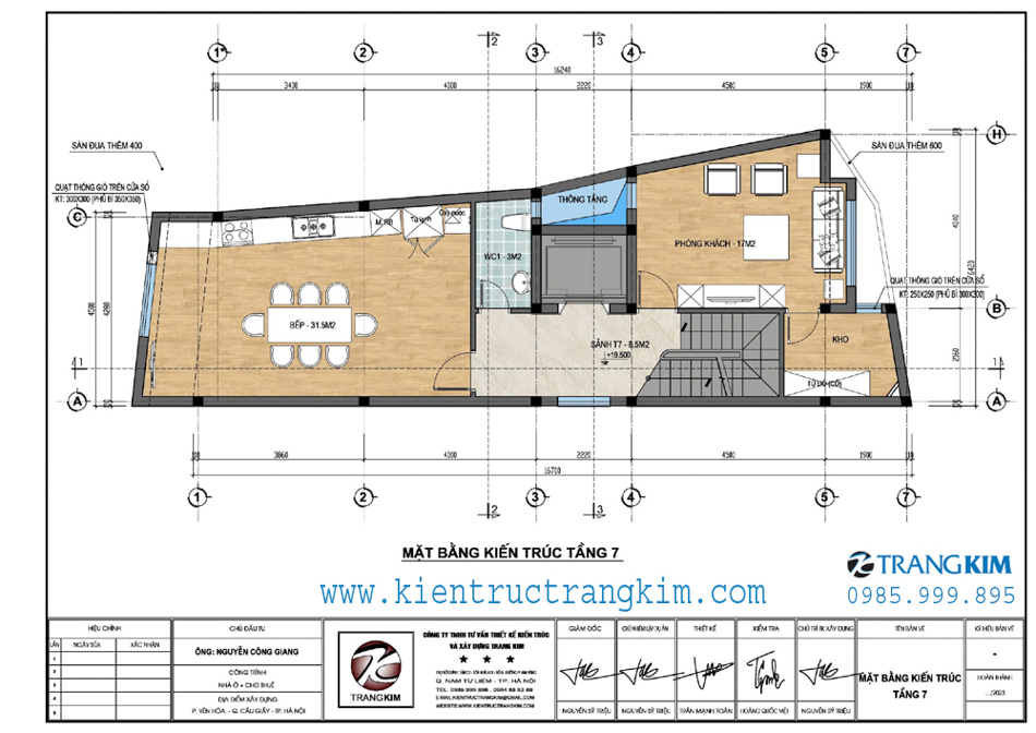 Mặt bằng thiết kế tầng 7 - Nhà ở gia đình 1 Mặt bằng thiết kế tầng 7 - Nhà ở gia đình 1