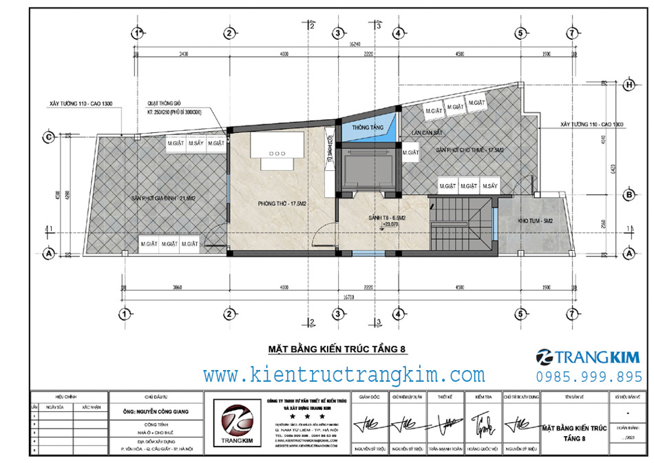 Mặt bằng thiết kế tầng 8 - Nhà ở gia đình 1 Mặt bằng thiết kế tầng 8 - Nhà ở gia đình 1