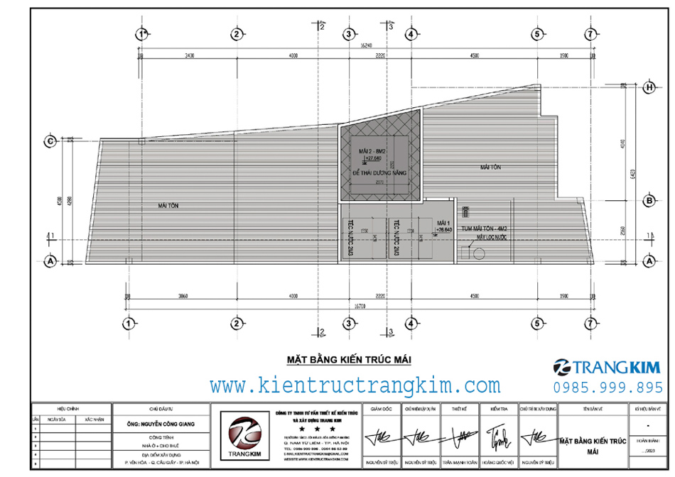Mặt bằng thiết kế mái 1 Mặt bằng thiết kế mái 1