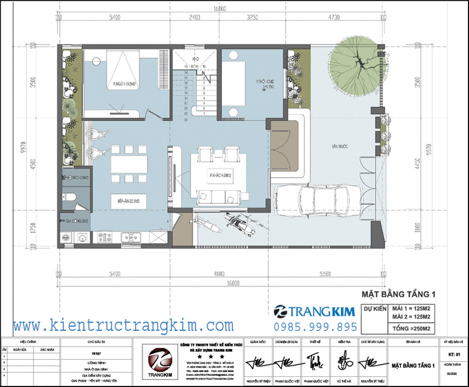 Mặt bằng thiết kế tầng 1 1 mặt bằng tầng 1 biệt thự đẹp mái bằng 2 tầng tại Yên Mỹ, Hưng Yên