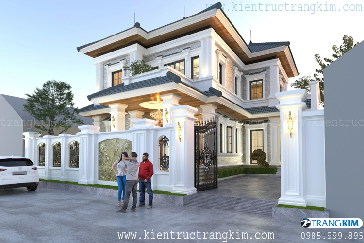 Hình ảnh phối cảnh kiến trúc công trình 3 Thiết kế biệt thự đẹp 2 tầng mái Nhật Tân Cổ Điển