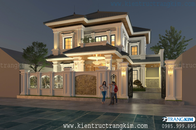 Hình ảnh phối cảnh kiến trúc công trình 5 Thiết kế biệt thự đẹp 2 tầng mái Nhật Tân Cổ Điển