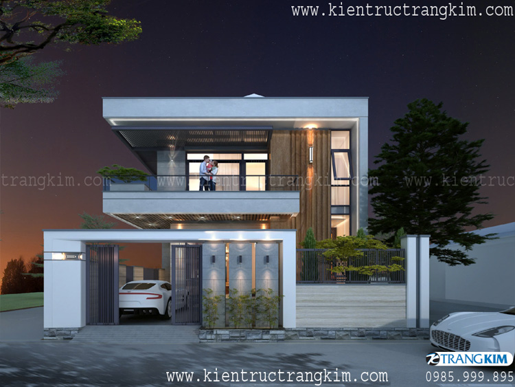 Hình ảnh phối cảnh kiến trúc công trình 4 Thiết kế biệt thự đẹp mái bằng 2 tầng tại Yên Mỹ, Hưng Yên