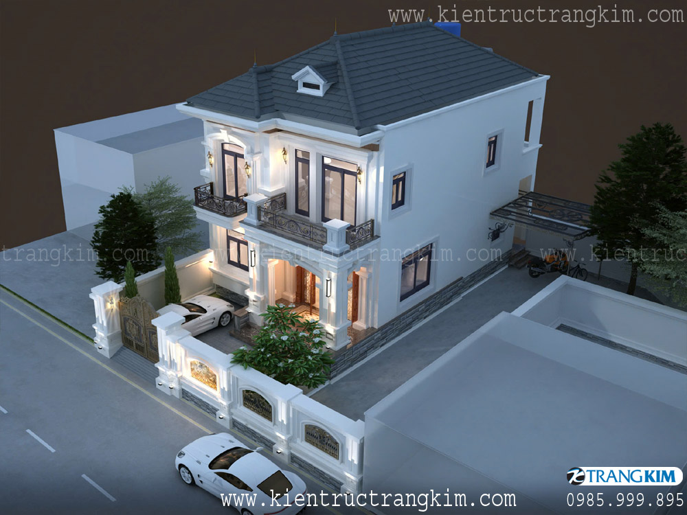 Thiết kế biệt thự đẹp 2 tầng mái Nhật sang trọng tại Hưng Yên