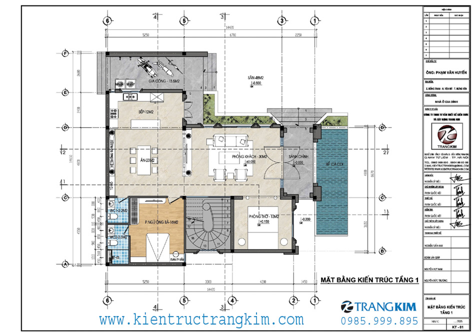 Mặt bằng kiến trúc tầng 1