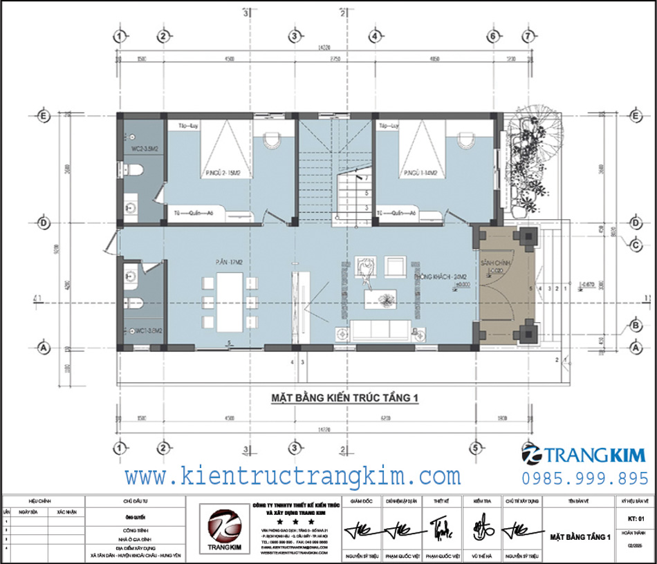 Mặt bằng kiến trúc tầng 1