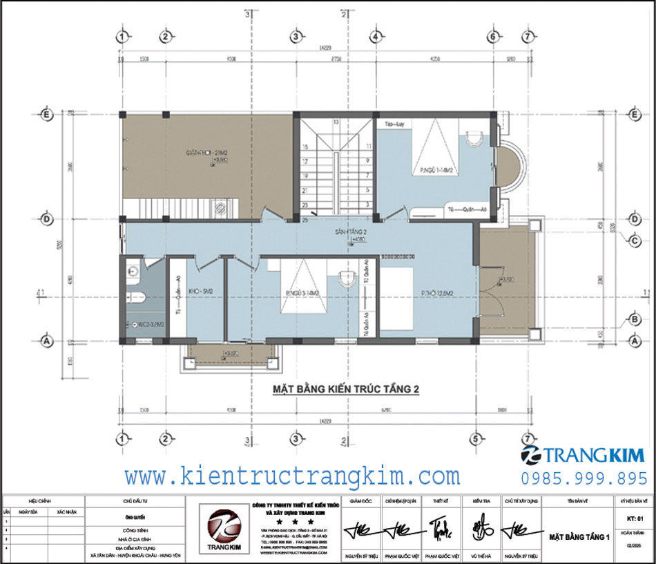 Mặt bằng kiến trúc tầng 2
