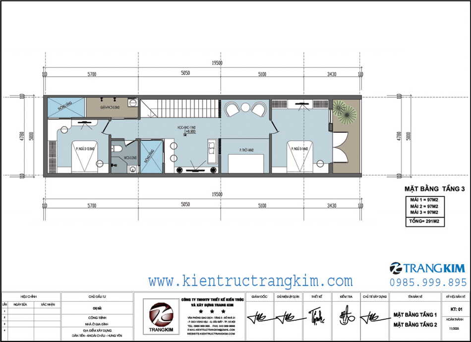 Mặt bằng kiến trúc tầng 3