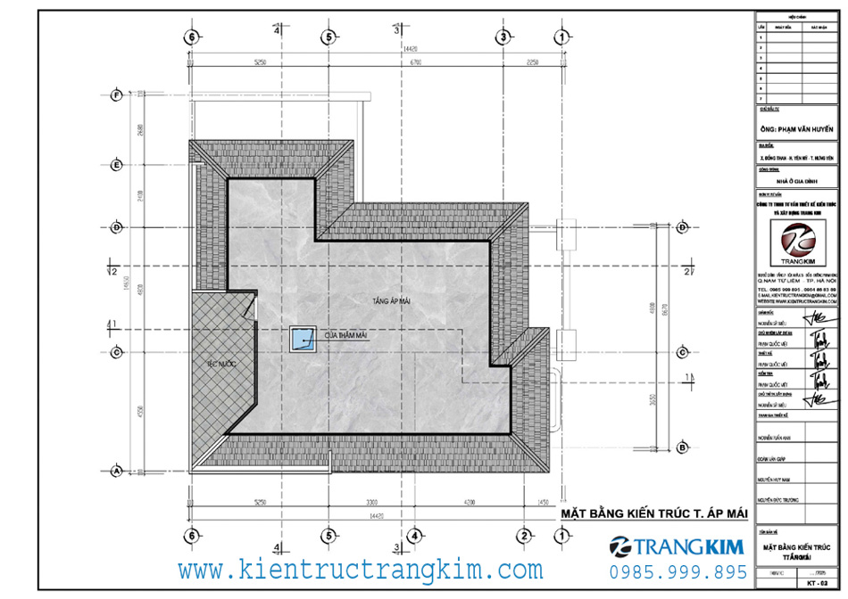 Mặt bằng kiến trúc tầng áp mái