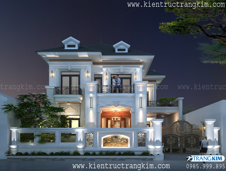 Phối cảnh thiết kế biệt thự 2 tầng tân cổ điển 