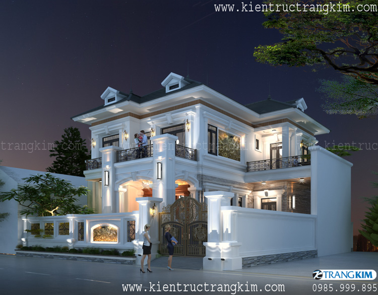 Phối cảnh thiết kế biệt thự 2 tầng tân cổ điển 