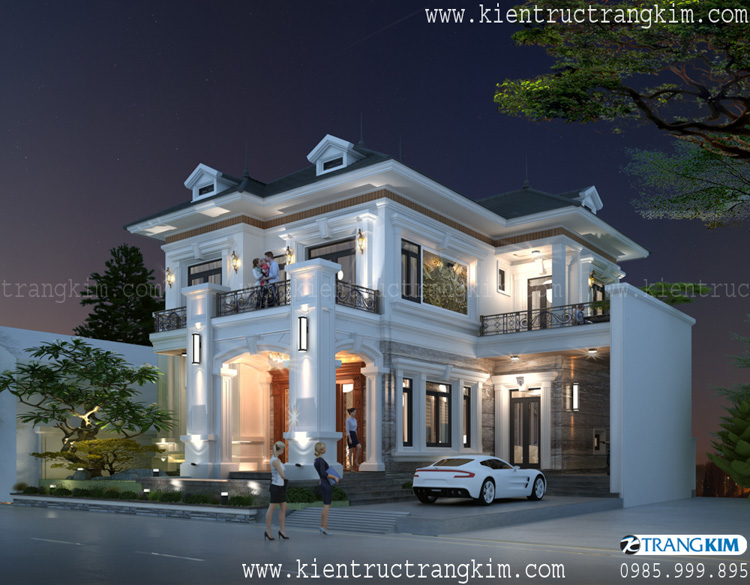 Phối cảnh thiết kế biệt thự 2 tầng tân cổ điển 