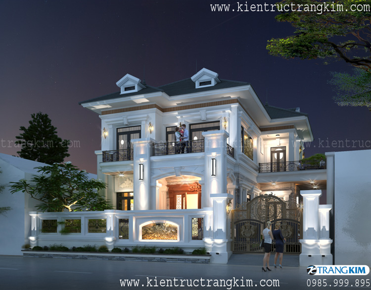 Phối cảnh thiết kế biệt thự 2 tầng tân cổ điển 