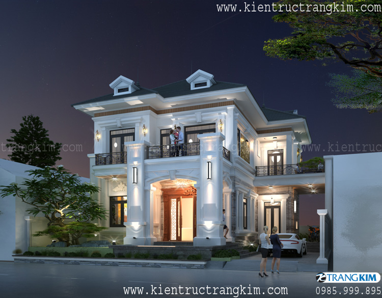 Phối cảnh thiết kế biệt thự 2 tầng tân cổ điển 