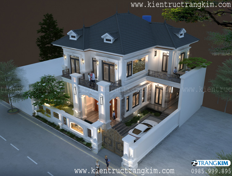 Phối cảnh thiết kế biệt thự 2 tầng tân cổ điển 