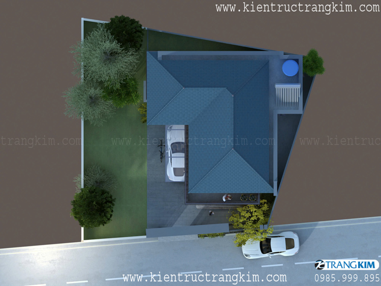 Hình ảnh phối cảnh kiến trúc công trình 8 Thiết kế biệt thự 2 tầng mái Nhật hiện đại tại Khoái Châu, Hưng Yên.