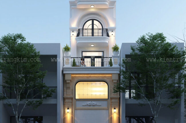 Mặt tiền nhà phố hiện đại, kiến trúc châu Âu sang trọng và tinh tế.