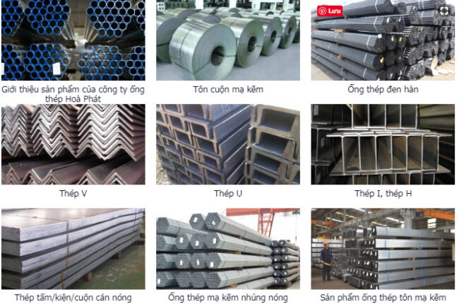 Ảnh giới thiệu đa dạng các sản phẩm thép của công ty Hòa Phát.