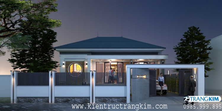 Hình ảnh phối cảnh kiến trúc công trình 1 Thiết kế biệt thự 1 tầng đẹp theo phong cách kiến trúc mái Nhật nhẹ nhàng, tinh tế