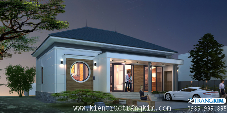 Hình ảnh phối cảnh kiến trúc công trình 2 Thiết kế biệt thự 1 tầng đẹp theo phong cách kiến trúc mái Nhật nhẹ nhàng, tinh tế