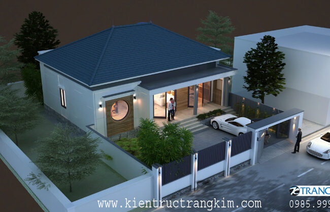 Thiết kế biệt thự 1 tầng đẹp theo phong cách kiến trúc mái Nhật nhẹ nhàng, tinh tế