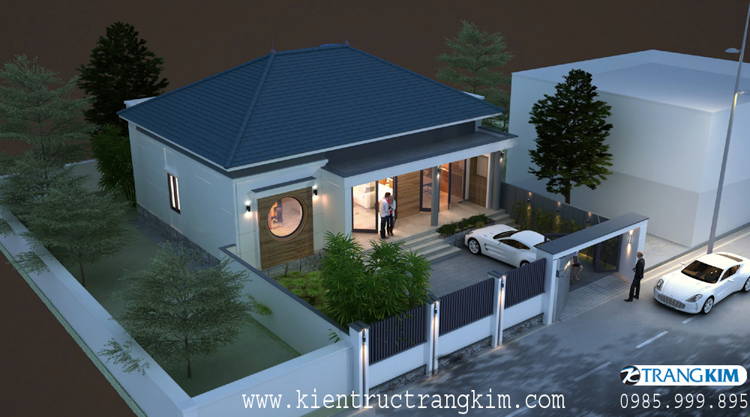 Hình ảnh phối cảnh kiến trúc công trình 7 Thiết kế biệt thự 1 tầng đẹp theo phong cách kiến trúc mái Nhật nhẹ nhàng, tinh tế