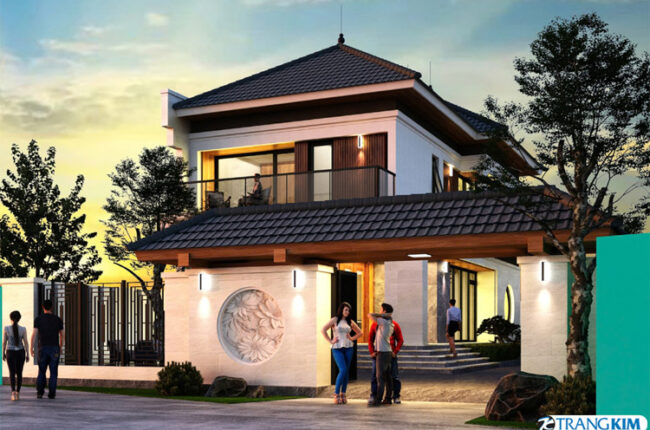 Thiết kế biệt thự đẹp 2 tầng mái Nhật hiện đại tại Hưng Yên