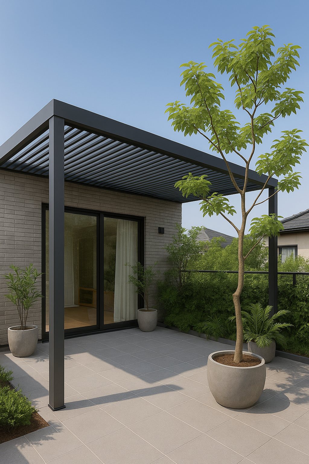Lợi ích của mái che sân thượng trong nhà ống 1 Lợi ích của mái che sân thượng trong nhà ống 1
