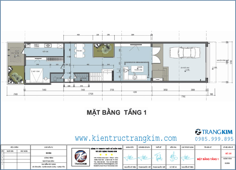 Mặt bằng kiến trúc tầng 1