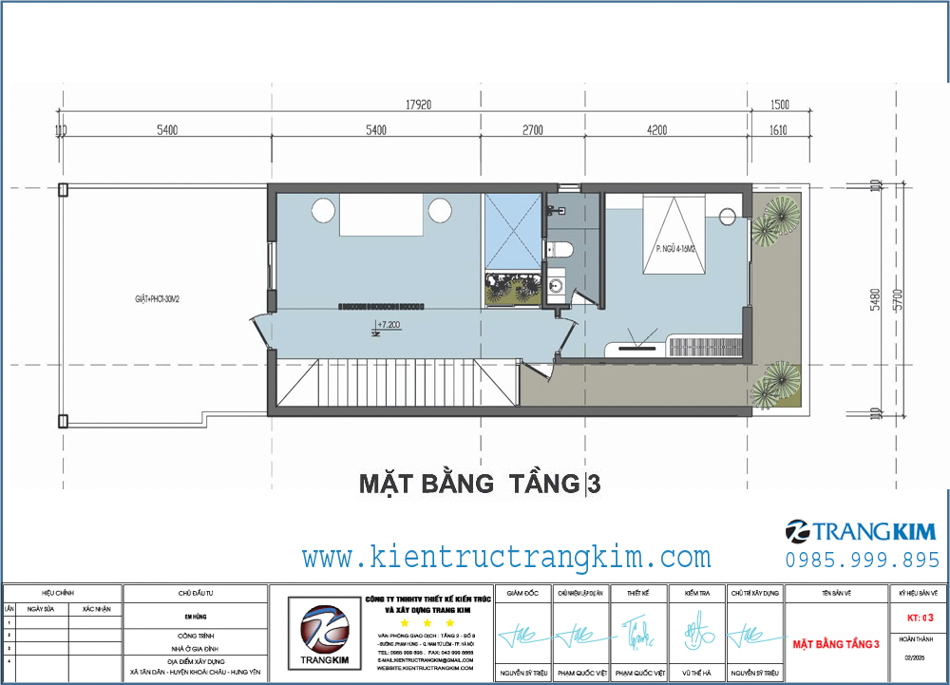 Mặt bằng kiến trúc tầng 3
