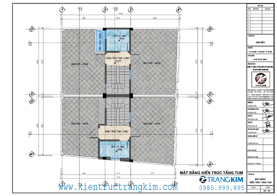 Mặt bằng thiết kế tầng tum 1 Mặt bằng thiết kế tầng tum 1