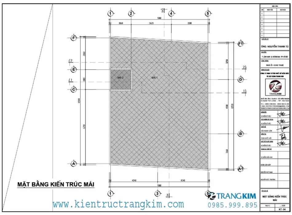 Mặt bằng thiết kế mái 1
