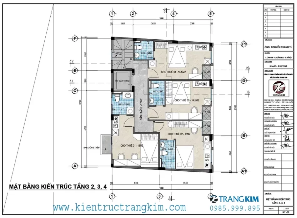 Mặt bằng thiết kế tầng 2,3,4 1