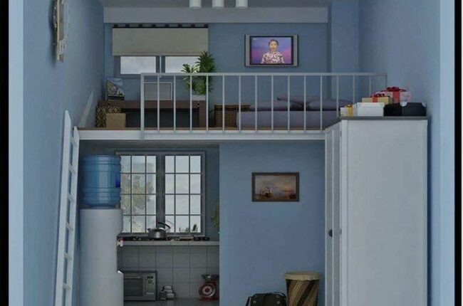 Nội thất phòng trọ nhỏ gọn, hiện đại với gác lửng tiện nghi.