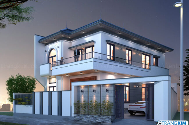 Biệt thự hiện đại 2 tầng, thiết kế sang trọng với màu sắc hài hòa.