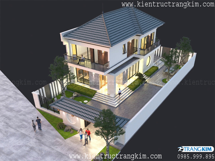 Thiết kế biệt thự đẹp 2 tầng mái Nhật hiện đại tại Hưng Yên