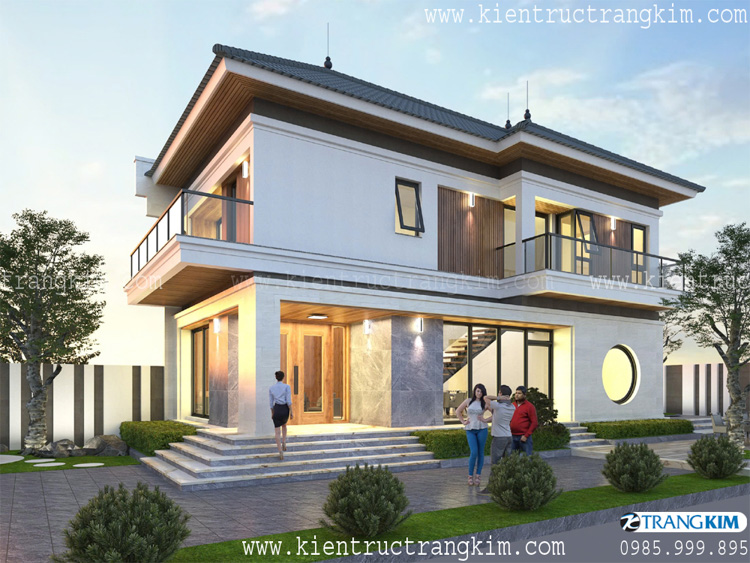 Thiết kế biệt thự đẹp 2 tầng mái Nhật hiện đại tại Hưng Yên