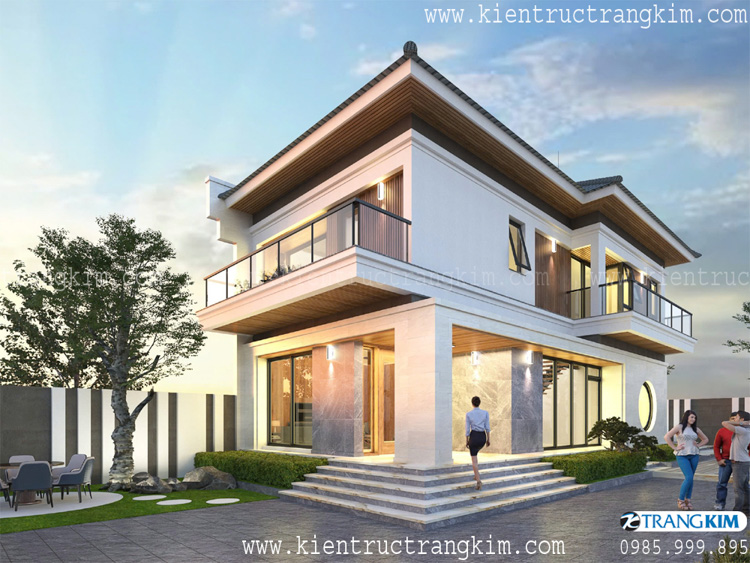 Thiết kế biệt thự đẹp 2 tầng mái Nhật hiện đại tại Hưng Yên